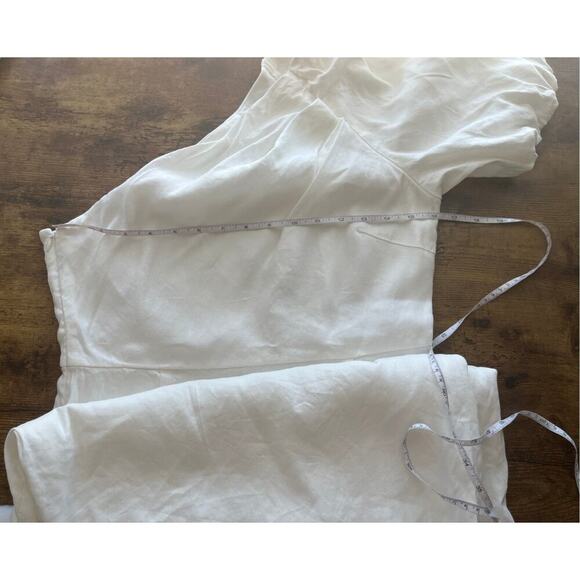 Antonio Melani Womens6 White One left Shoulder LinenBlend Summer Cocktail Dress - Picture 5 of 9